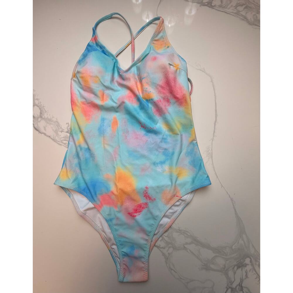 NWT Women’s Tie Dye One Piece Swimsuit Medium Pastel Multicolor